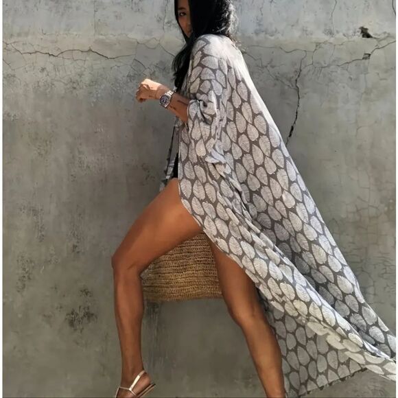 New! Grey Boho Kimono - Picture 5 of 7